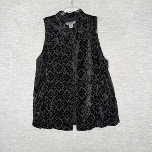 GAP Burnout Velvet Vest Vintage Mandarin Collar Size Medium Boho Top‎ Tank Tunic
